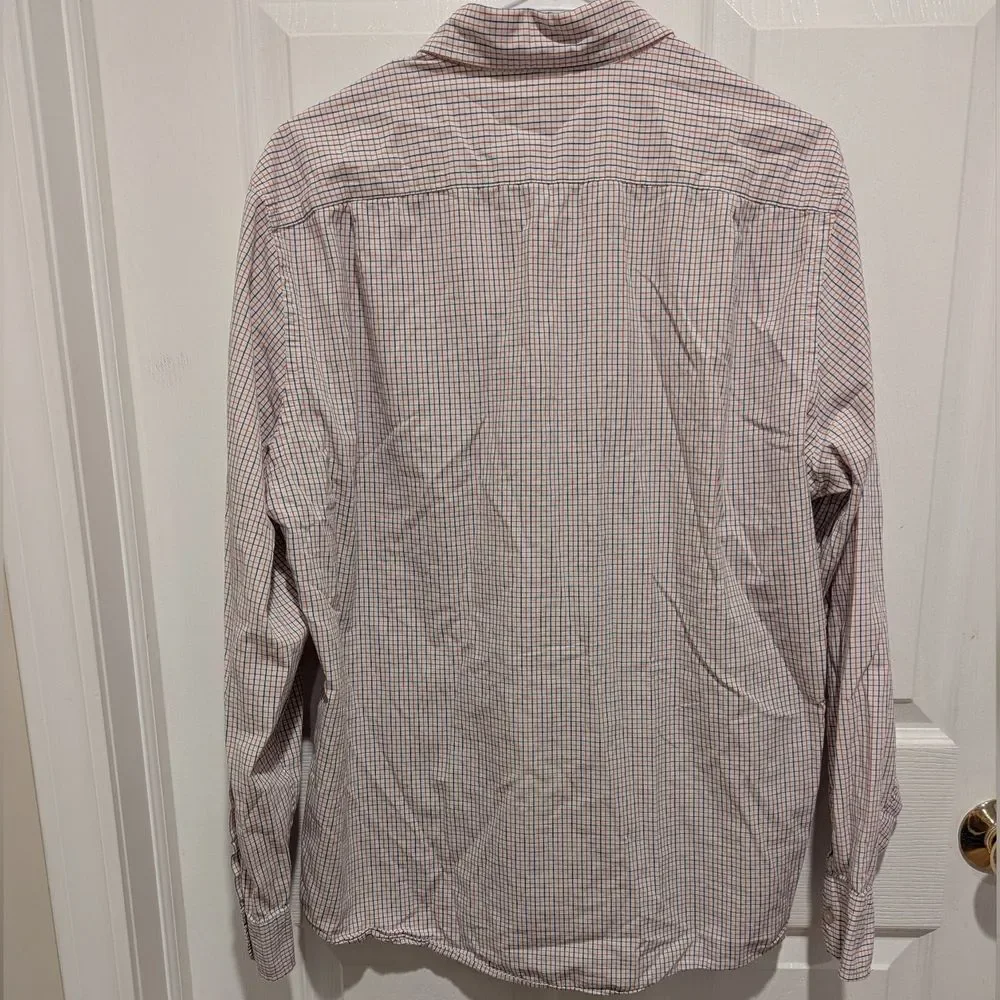 J. Crew Large White Orange Blue Plaid Button Front Cotton Shirt Old Money Preppy